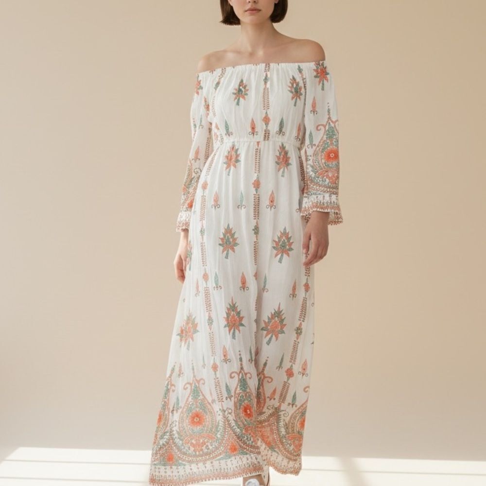 NWT Lapogee Off-Shoulder Floral Maxi Dress in Size Large